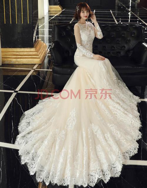 【新款上新】 抖音网红款 婚纱礼服2019新款新娘结婚鱼尾拖尾修身长袖