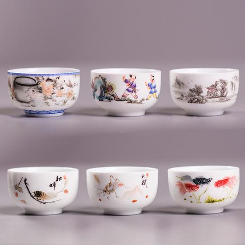 薄胎瓷蛋壳瓷品茗杯陶瓷器茶具功夫茶杯景德镇粉彩釉上彩中号