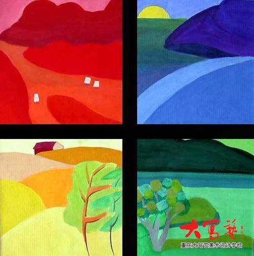 色彩构成渐变简笔画