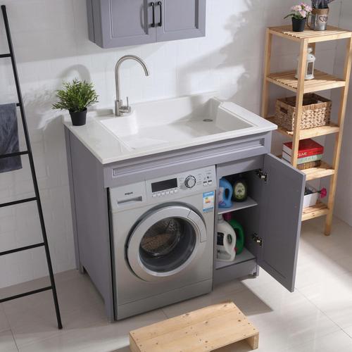 小户型洗衣机一体柜脸盆组合洗衣机伴侣柜石英石台面