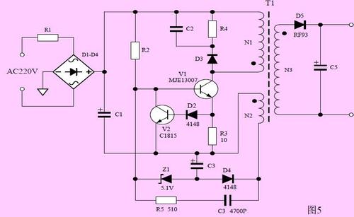 晶体管自激式开关电源  j) n- }9 i5 u6 q