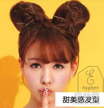 baidu.com 米奇双丸子头扎发 将双马尾绑出丸子