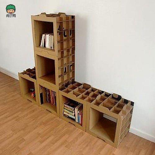 简单个性的瓦楞纸板diy书架创意