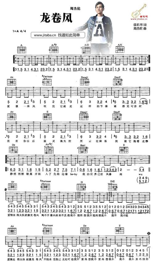 龙卷风吉他谱 a调指法 周杰伦 吉他弹唱谱