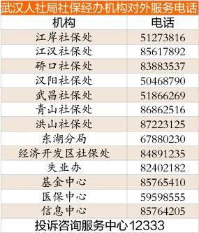 武汉人社局社保经办机构对外服务电话