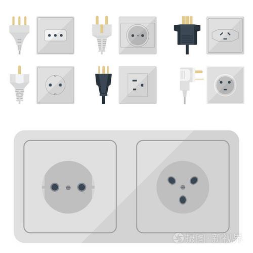 电插头栈出口插图能源插座插头插座欧洲和美国, 亚洲家电内饰图标.
