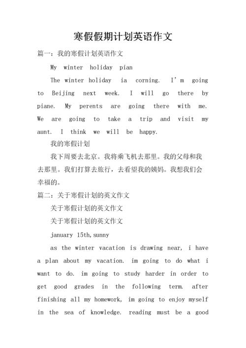 寒假假期计划英语作文.docx
