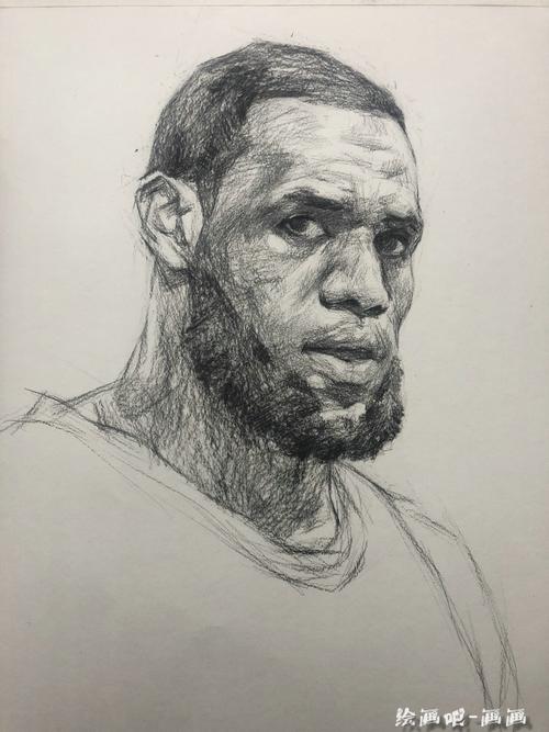 詹姆斯素描图片 詹姆斯头像手绘画法 步骤图片