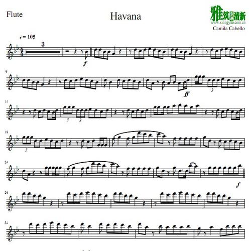 havana 长笛谱 长笛钢琴伴奏谱