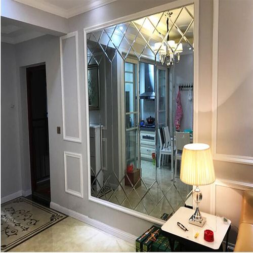 艺术玻璃拼镜车边菱形玻璃银镜金茶镜蓝灰客餐厅电视背景墙钻石