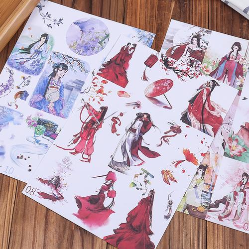 可爱手帐古风人物小贴纸 手机卡通日记本相册diy装饰手账贴画