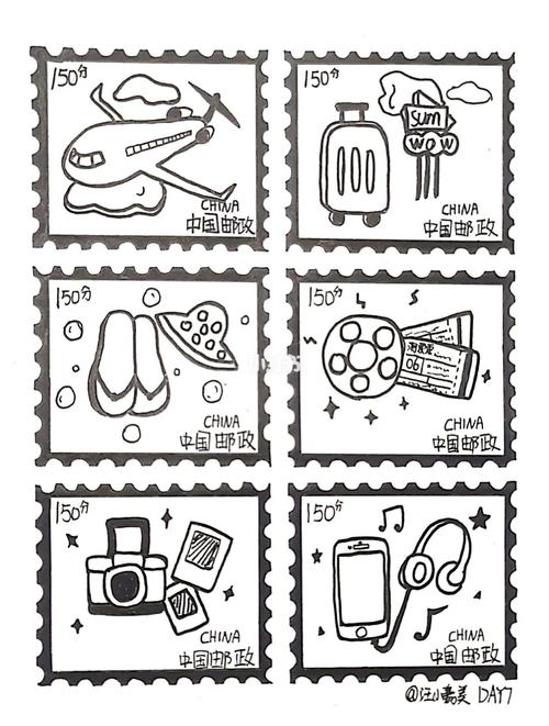 y园糖手绘团练30天|day 7-邮票_邮票_手绘_插画_文化