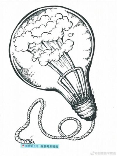 灯泡主题黑白装饰画