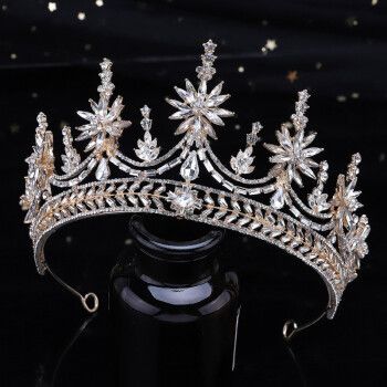 欧式大气超仙结婚皇冠头饰新娘发饰三件套婚礼王冠女十八岁生日金色单