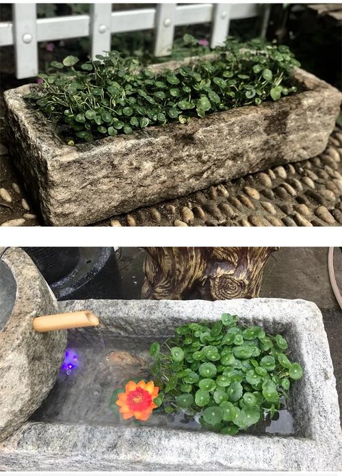 石槽鱼缸石头花盆石槽养鱼种花老旧石槽流水鱼缸摆件阳台水景庭院水槽