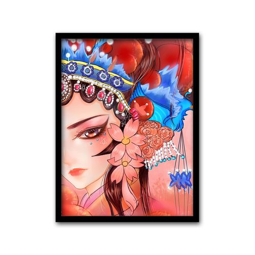 京剧花旦人物脸谱装饰画走廊挂画饭店餐厅戏曲墙画中国风酒店壁画