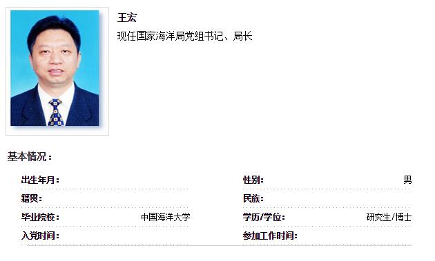王宏任国家海洋局局长(图/简历)