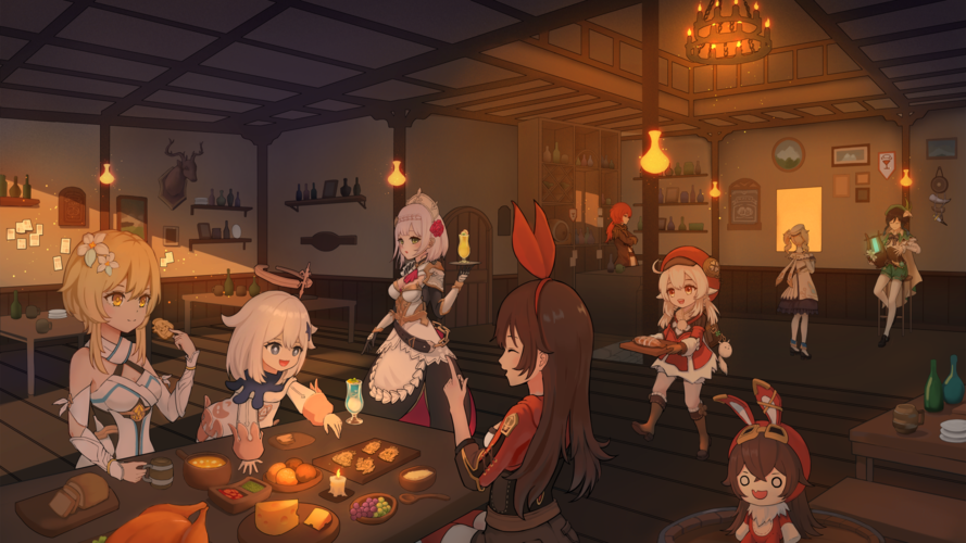 3期|电脑壁纸分享#原神:可莉,香菱,温迪,砂糖,派蒙,女