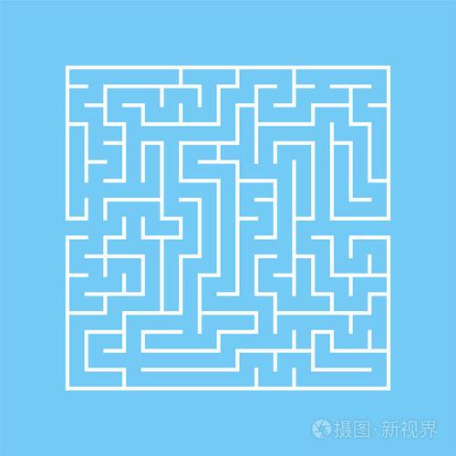 有入口和出口的方形迷宫.一个简单的平面矢量图隔离在