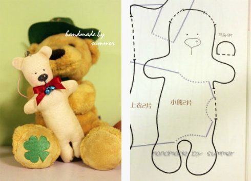 [转载]超级简单的布艺玩偶小熊制作~附图纸