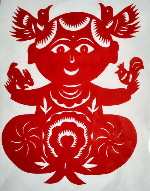 抓髻娃娃剪纸的简笔画