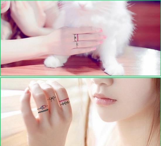 原创戒指纹身贴 创意防水纹身贴 手环纹身贴纸男女 手指脚踝