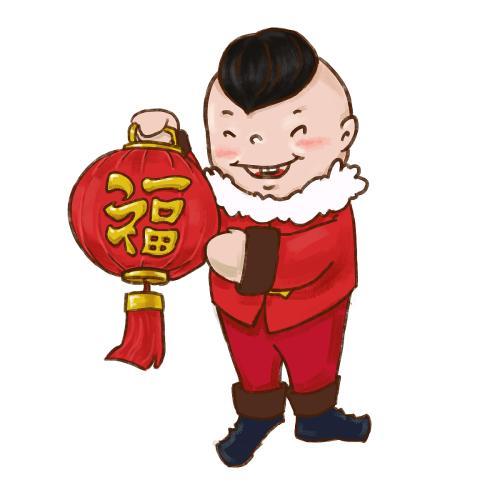 孩子提灯笼的简笔画