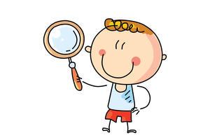 玩放大镜的小男孩简笔画