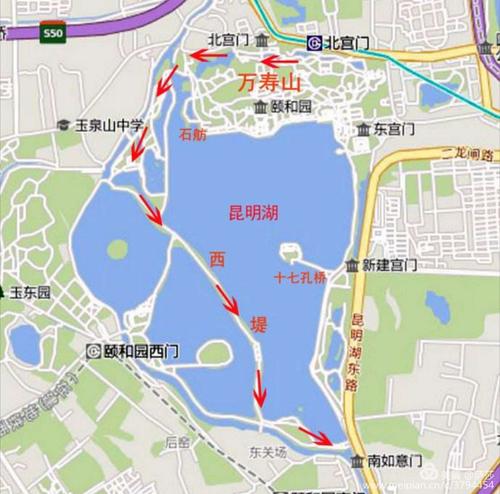 颐和园旅游示意图