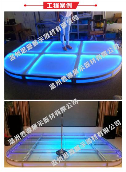 汽车展台玻璃舞台方柱地台 水晶玻璃汽车展台 木地板调节脚 婚庆舞台