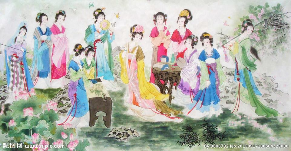 工笔画金陵十二钗图片