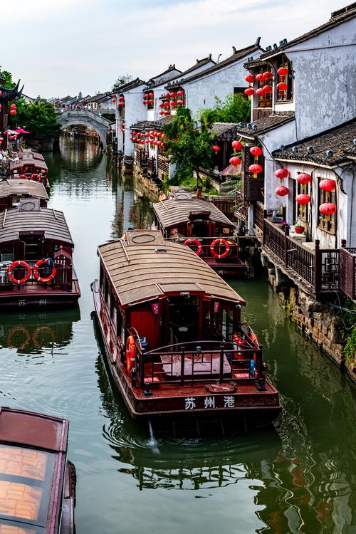 苏州七里山塘景色山塘街山塘河