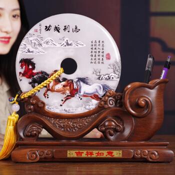 九州祥装饰品摆件高端礼品玉石平安扣摆件大号艺术创意办公室老板桌面