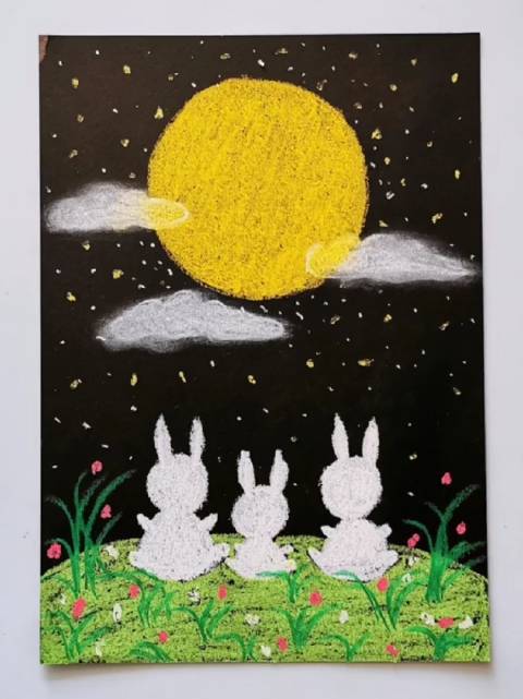 %创意美术%中秋节绘画 %创意儿童画 %中秋节#手工#秒懂创意的微博视频