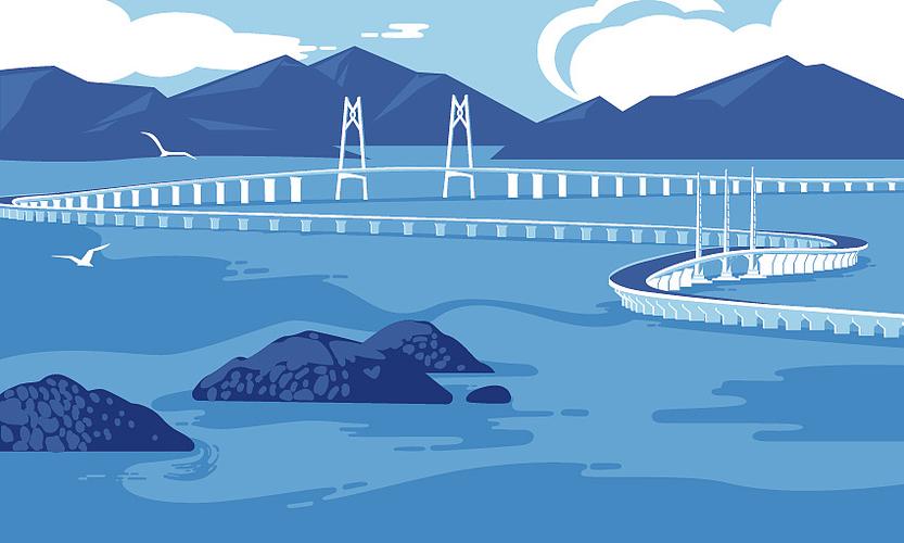 港珠澳大桥主体建筑插画创作