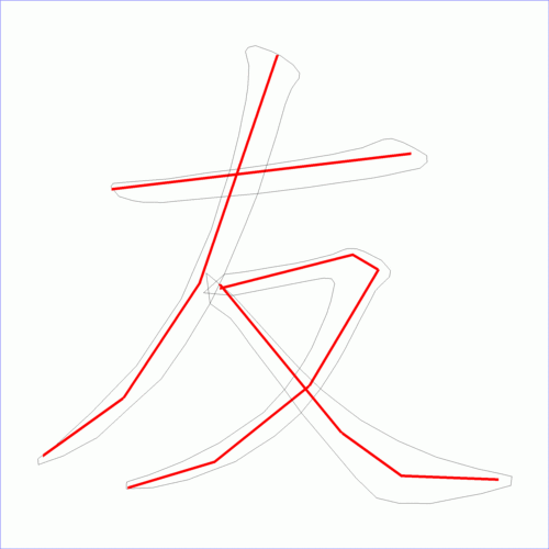 国字: 友的笔顺 (4画)