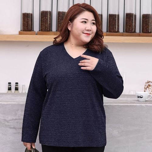 300斤胖mm春秋新款上衣女长袖时尚百搭中年妈妈装宽松