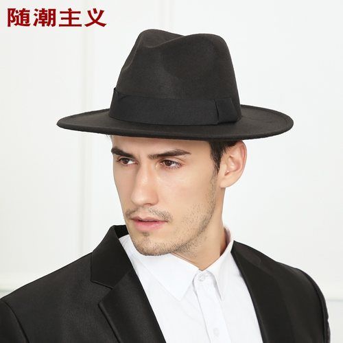 礼帽男上海滩帽子英伦复古新郎官结婚帽韩版潮绅士大檐帽女表演帽