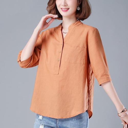 筱姆衬衫女士衬衣夏季上衣 衬衫女短袖2021夏季新款女式七分袖上衣