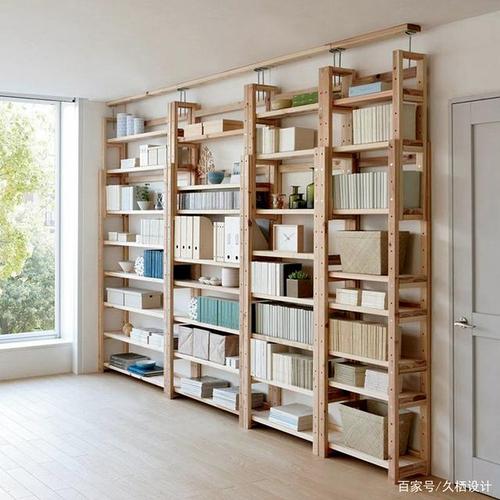 原木日式风书架,给你一个不一样的阅读空间