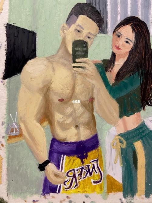 油画棒丨健身情侣_油画棒_健身_线稿_生日礼物_女朋友