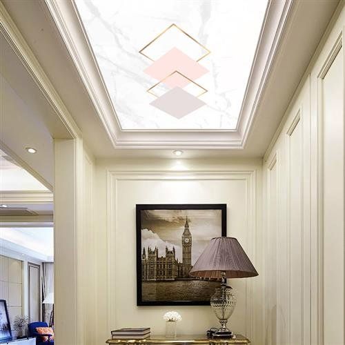 轻奢艺术玻璃过道吊顶装饰客厅走廊玄h关亚克力板天花