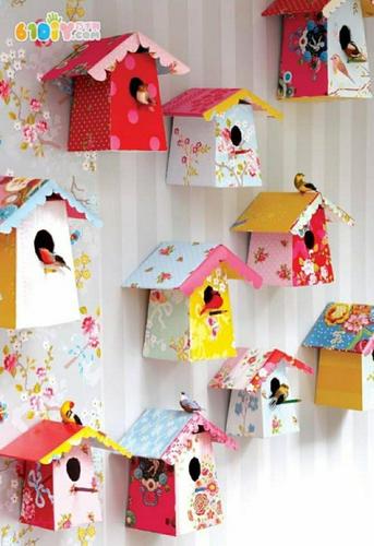 积极参加学校组织的爱鸟护鸟活动,利用废旧物品,树枝,草绳,纸盒等