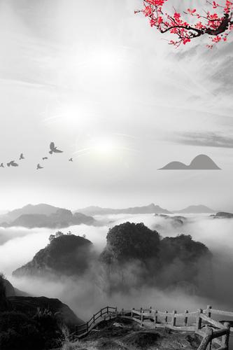 中国风武夷山旅游海报背景素材