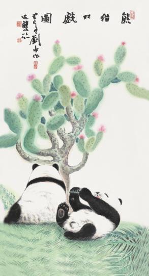 画家刘中携"熊猫"千里赴港送福气