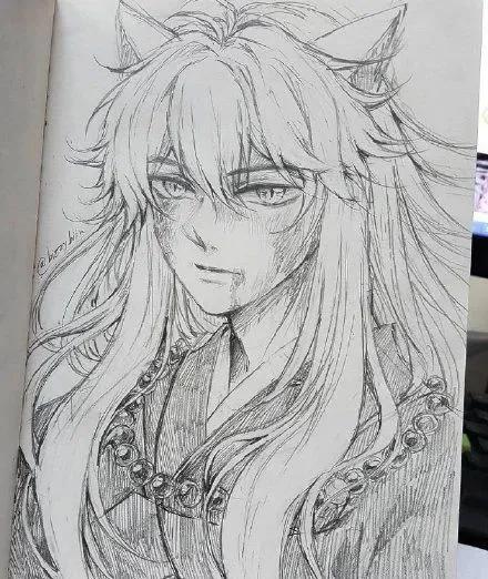 「cg原画插画教程」大神手绘杀生丸线稿绘画作品