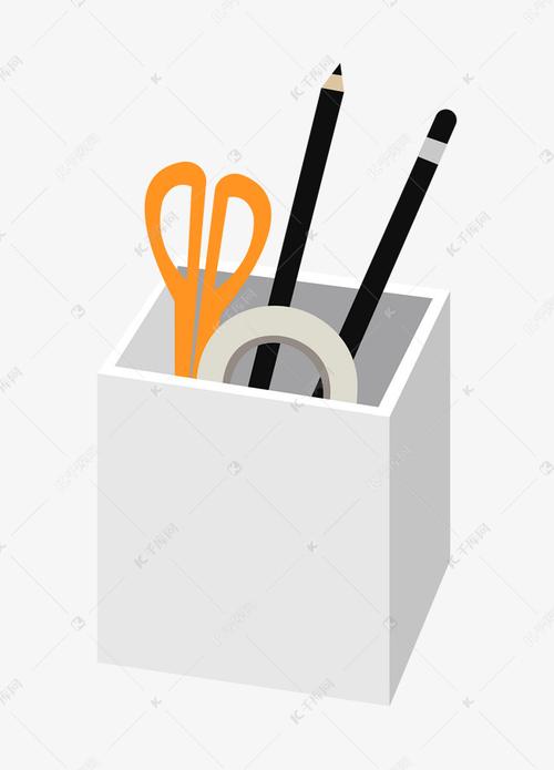 白色笔筒装饰插画