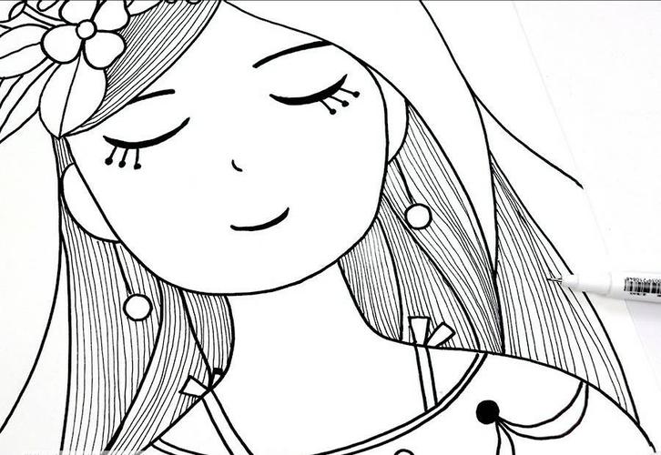 将春姑娘的头发块面进行分组,在每一个分组的块面中添加细腻的线条.