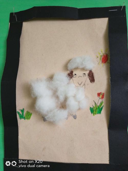 长兴金色童年幼儿园大二班亲子手工创作棉花粘贴画