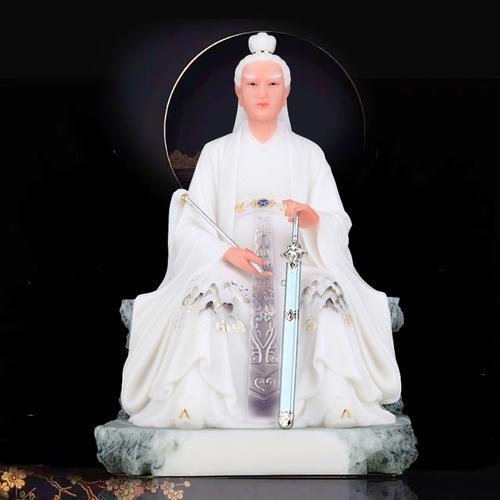 汉白玉东华帝君神像白衣仙人东王公东华紫府道教家用供奉佛像摆件